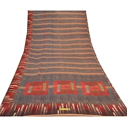 Sanskriti Vintage Black Sarees Poly Georgette Printed Sari 5Yd Soft Craft Fabric, PRG-9807
