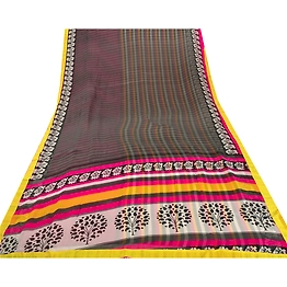 Sanskriti Vintage Pink Sarees Georgette Printed Sari With Blouse Pc Craft Fabric, PRG-6621