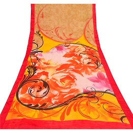 Sanskriti Vintage Sarees Brown Blend Georgette Sari Printed Soft Craft Fabric, PRG-9602