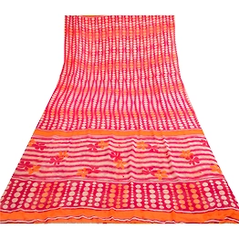 Sanskriti Vintage Pink From India Sarees Georgette Printed Sari 5Yd Craft Fabric, PRG-4528