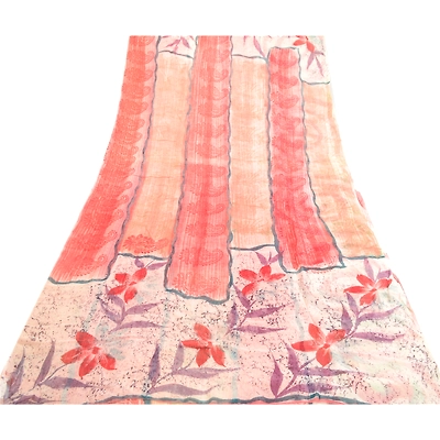 Sanskriti Vintage Multi Sarees Pure Georgette Silk Sari Printed 5Yd Craft Fabric, PRG-2402