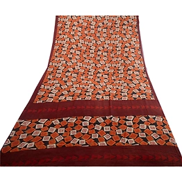 Sanskriti Vintage Sarees Black Georgette Printed Sari Craft 5 Yard Decor Fabric, PRG-3490