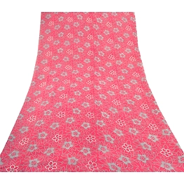 Sanskriti Vintage Pink Sarees Pure Georgette Silk Printed Blouse Pc Sari Fabric, PRG-9376