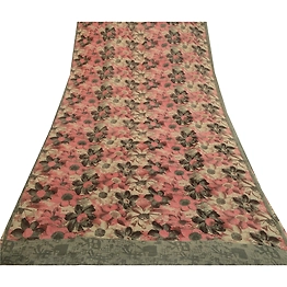 Sanskriti Vintage Sarees Multi Pure Georgette Silk Printed Sari 5Yd Craft Fabric, PRG-12660