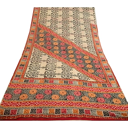 Sanskriti Vintage Multi Color Sarees Pure Georgette Printed Sari Craft Fabric, PRG-13125