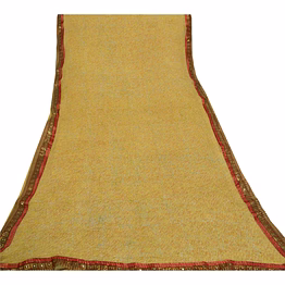 sanskriti vintage green saree blend georgette printed sari 5 yard craft fabric, prg-7836