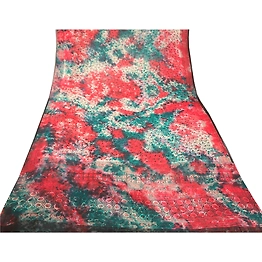 Sanskriti Vintage Red Tie-Dye Sarees Pure Georgette Silk Sari 5Yd Craft Fabric, PRG-10851
