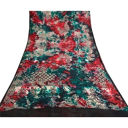 Sanskriti Vintage Tie-Dye Multi Sarees Pure Georgette Silk Sari 5Yd Craft Fabric, PRG-10556
