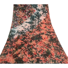 Sanskriti Vintage Tie-Dye Red Sarees Pure Georgette Silk Sari 5Yd Craft Fabric, PRG-10570