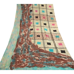 Sanskriti Vintage Indian Sarees Pure Georgette Silk Printed Sari Craft Fabric, PRG-10331