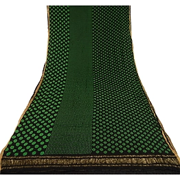 Sanskriti Vintage Saree Indian Black Blend Georgette Printed Sari Craft Fabric, PRG-12177