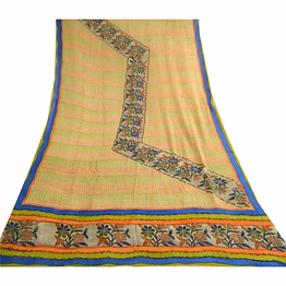 sanskriti vintage multi pure georgette silk sarees printed sari 5yd craft fabric, prg-10666