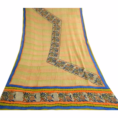 sanskriti vintage multi pure georgette silk sarees printed sari 5yd craft fabric, prg-10666