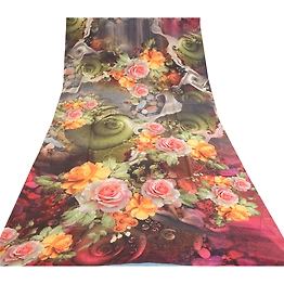 Sanskriti Vintage Sarees Multi Digital Printed Georgette Sari Soft Craft Fabric, PRG-11538