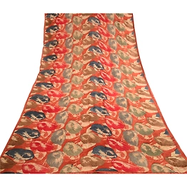 Sanskriti Vintage Sarees Multi Pure Georgette Silk Printed Sari 5Yd Craft Fabric, PRG-12318
