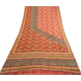 Sanskriti Vintage Indian Sarees Pure Georgette Silk Printed Sari Craft Fabric, PRG-3577