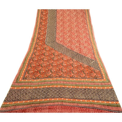 Sanskriti Vintage Indian Sarees Pure Georgette Silk Printed Sari Craft Fabric, PRG-3577