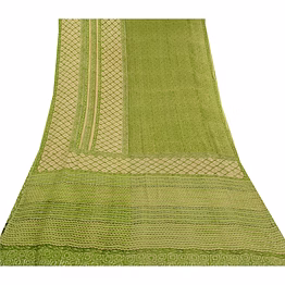 sanskriti vintage green sarees pure georgette silk printed sari 5yd craft fabric, prg-9876