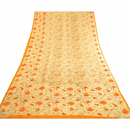 sanskriti vintage sarees green pure georgette silk printed sari 5yd craft fabric, prg-12544