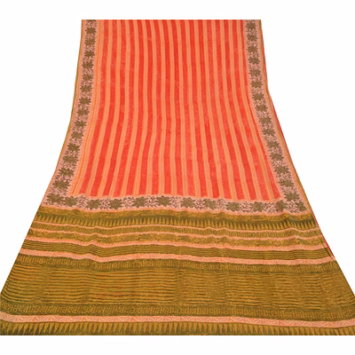 sanskriti vintage red sarees 100% pure georgette printed sari craft fabric, prg-9945
