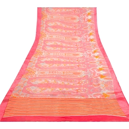 Sanskriti Vintage Pink Sarees Blend Georgette Printed Sari Soft Sewing Fabric, PRG-10228