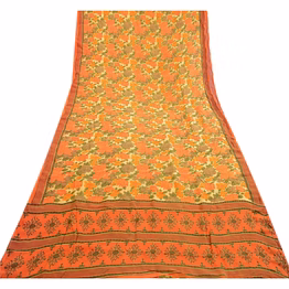 sanskriti vintage sarees indian pure georgette silk printed sari craft fabric, prg-1272