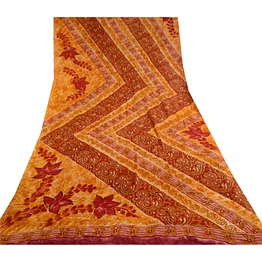 sanskriti vintage sarees purple blend georgette printed sari 5yd craft fabric, prg-11394