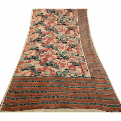 sanskriti vintage multi sarees pure georgette silk printed sari 5yd craft fabric, prg-1566