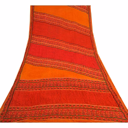 sanskriti vintage red sarees pure georgette silk printed sari 5yd craft fabric, prg-9453