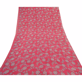 sanskriti vintage pink sarees pure georgette silk printed blouse pc sari fabric, prg-9362