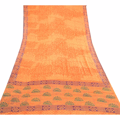 sanskriti vintage red sarees pure georgette silk printed sari soft craft fabric, prg-10931