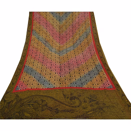 sanskriti vintage indian sarees pure georgette silk printed sari craft fabric, prg-8154