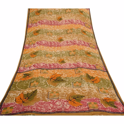 sanskriti vintage sarees indian pure georgette silk printed sari craft fabric, prg-8064