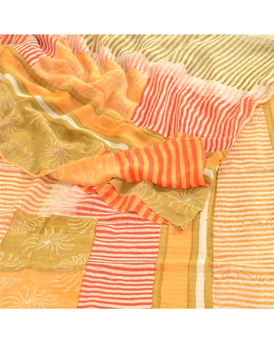 Sanskriti Vintage Indian Pure Georgette Silk Sarees Printed Sari 5Ydcraft Fabric, PRG-1188-Multi Color-Printed Floral &amp; Abstract Design-Pure Georgette Silk-9