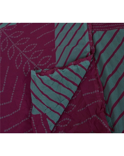 Sanskriti Vintage Georgette Sarees Purple Bandhani Printed Sari 5Yd Craft Fabric, PRG-1241-Purple-Printed Floral Design-Georgette-1