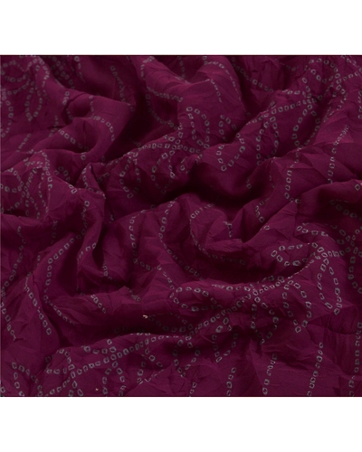 Sanskriti Vintage Georgette Sarees Purple Bandhani Printed Sari 5Yd Craft Fabric, PRG-1241-Purple-Printed Floral Design-Georgette-4