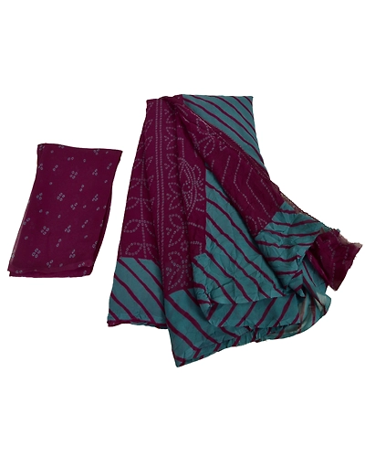 Sanskriti Vintage Georgette Sarees Purple Bandhani Printed Sari 5Yd Craft Fabric, PRG-1241-Purple-Printed Floral Design-Georgette-6