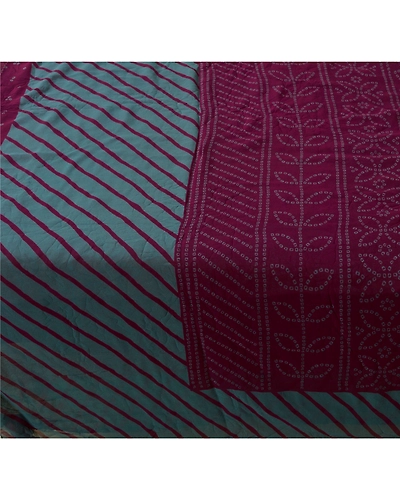 Sanskriti Vintage Georgette Sarees Purple Bandhani Printed Sari 5Yd Craft Fabric, PRG-1241-Purple-Printed Floral Design-Georgette-8