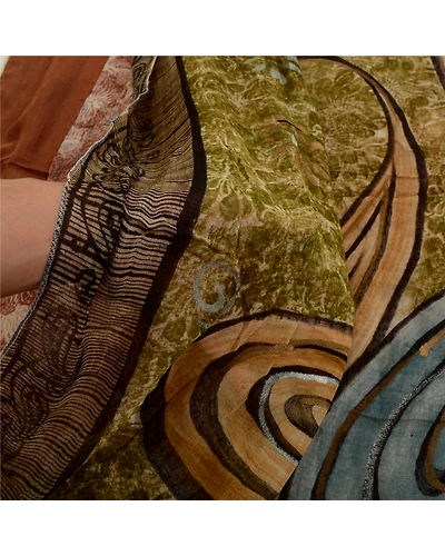 Sanskriti Vintage Brown Sarees Blend Georgette Printed Sari Floral Craft Fabric, PRG-1442-Brown-Printed Floral &amp; Abstract Design-Blend Georgette-4