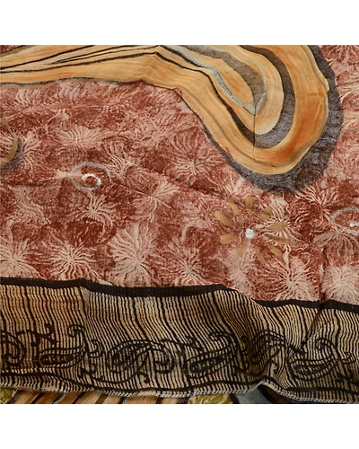 Sanskriti Vintage Brown Sarees Blend Georgette Printed Sari Floral Craft Fabric, PRG-1442-Brown-Printed Floral &amp; Abstract Design-Blend Georgette-6