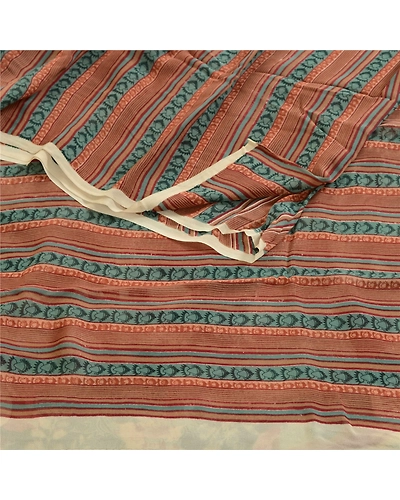 Sanskriti Vintage Multi Sarees Pure Georgette Silk Printed Sari 5Yd Craft Fabric, PRG-1566-Multi-Printed Floral Design-Pure Georgette Silk-9