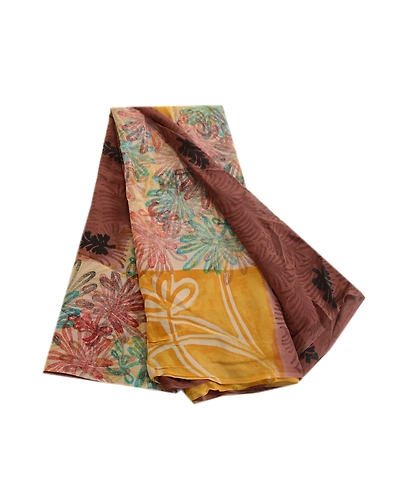 Sanskriti Vintage Sarees Brown Pure Georgette Silk Printed Sari 5Yd Craft Fabric, PRG-1659-Shades Of Brown-Printed Floral Design-Pure Georgette Silk-2