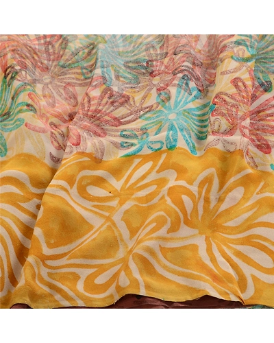 Sanskriti Vintage Sarees Brown Pure Georgette Silk Printed Sari 5Yd Craft Fabric, PRG-1659-Shades Of Brown-Printed Floral Design-Pure Georgette Silk-6