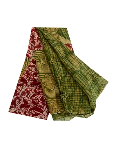Sanskriti Vintage Sarees Green Indian Blend Georgette Printed Sari Craft Fabric, PRG-1661-Green-Printed Floral Design-Blend Georgette-2