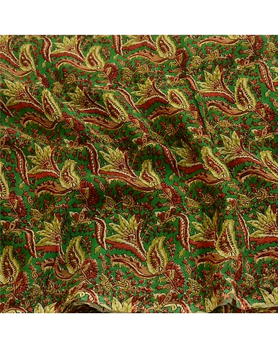 Sanskriti Vintage Green Kalamkari Printed Sarees Pure Georgette Silk Sari Fabric, PRG-1954-Green-Printed Floral &amp; Paisley Design-Pure Georgette Silk-6