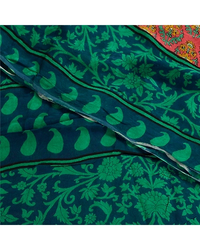Sanskriti Vintage Sarees Indian Red Pure Georgette Silk Print Sari Craft Fabric, PRG-1997-Red-Printed Floral Design-Pure Georgette Silk-5
