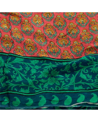 Sanskriti Vintage Sarees Indian Red Pure Georgette Silk Print Sari Craft Fabric, PRG-1997-Red-Printed Floral Design-Pure Georgette Silk-6