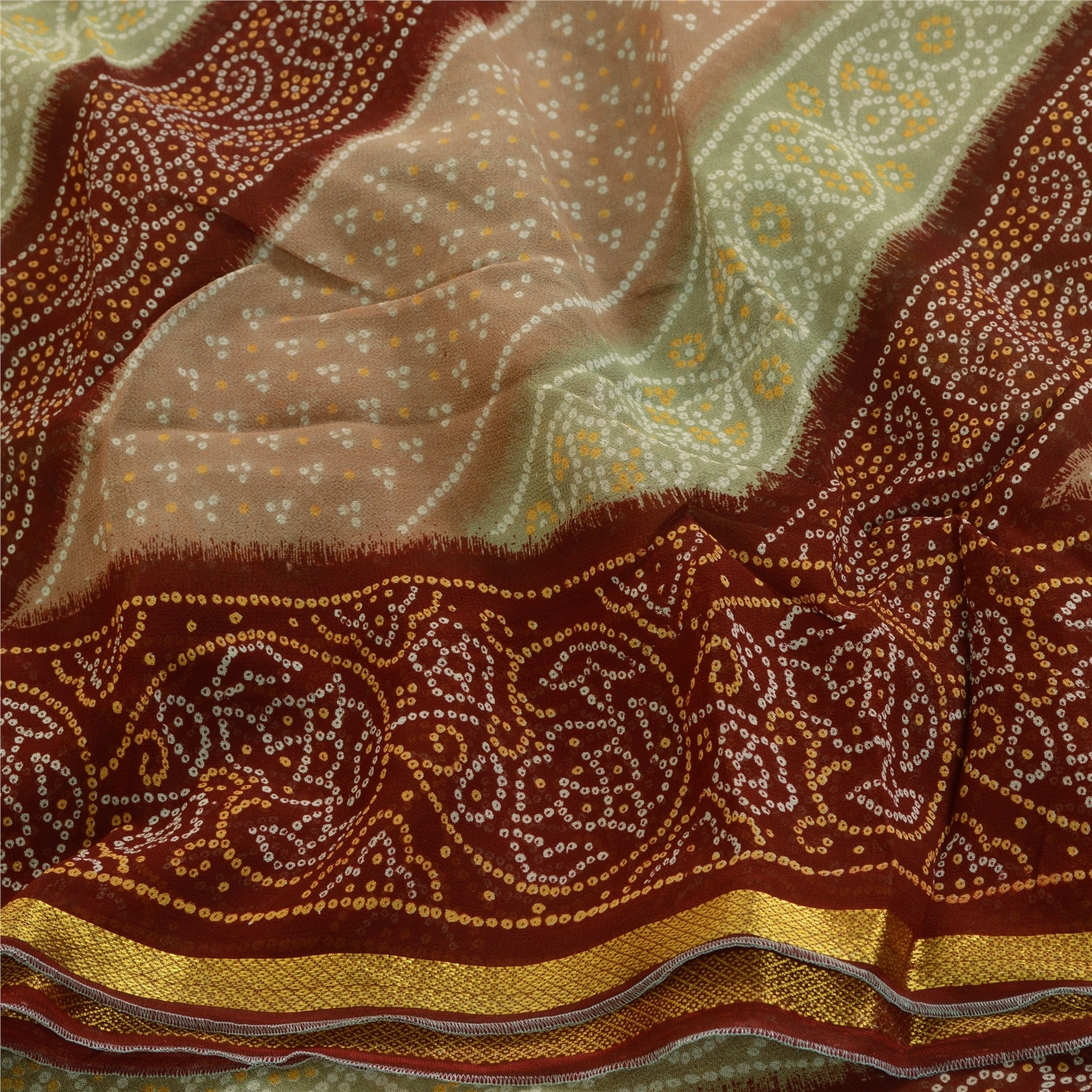 Sanskriti Vintage Sari Bandhani Printed Pure Georgette Silk Sarees Craft Fabric, PRG-2013-Multi-Printed Floral Design-Pure Georgette Silk-6