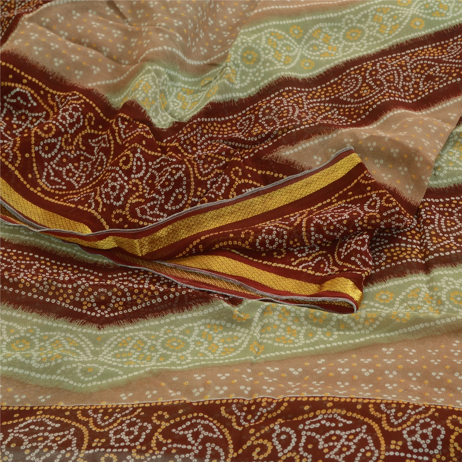 Sanskriti Vintage Sari Bandhani Printed Pure Georgette Silk Sarees Craft Fabric, PRG-2013-Multi-Printed Floral Design-Pure Georgette Silk-9