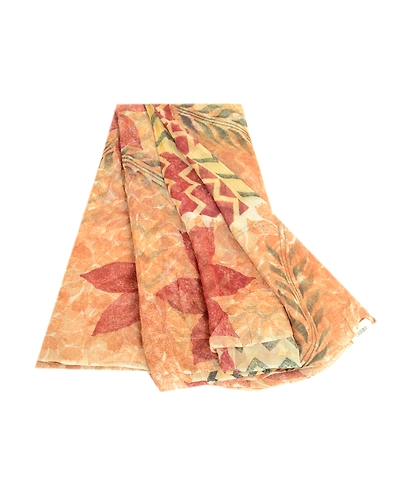 Sanskriti Vintage Brown Blend Georgette Sarees Printed Craft Sari 5 Yard Fabric, PRG-2037-Brown-Printed Floral Design-Blend Georgette-2